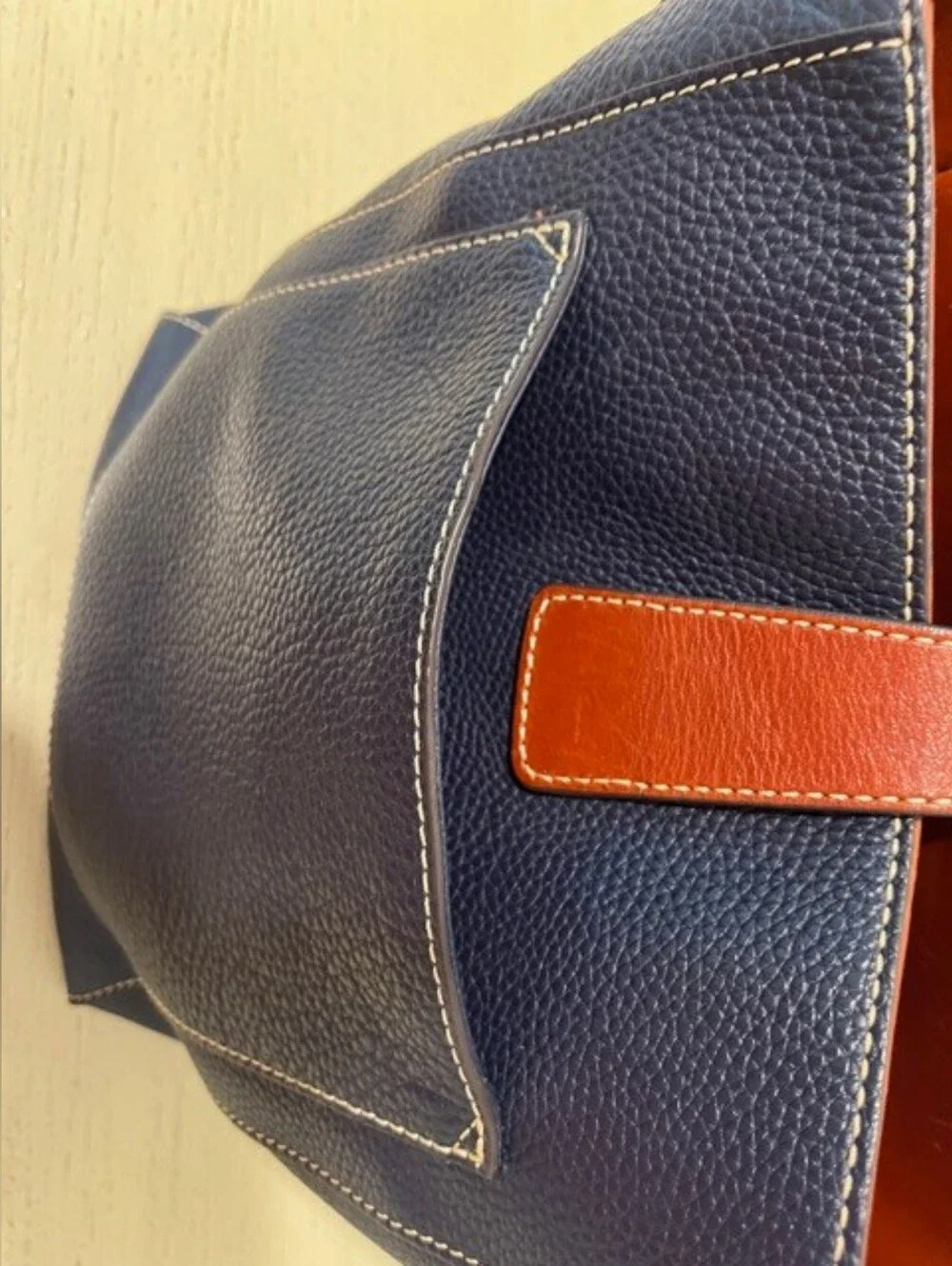 Dooney & Bourke Emerson Brynn Pebbled Navy W/British Tan Leather Hobo Bucket Bag